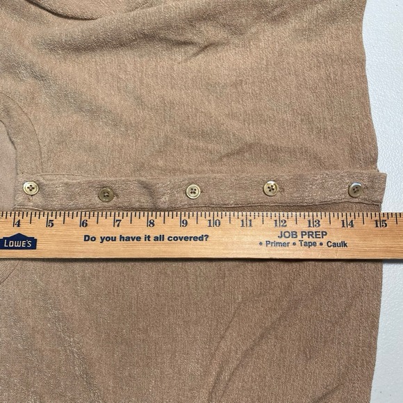 Reformation Janice Knit Crop Cardigan M Button Up 3/4 Sleeve Tan Orange - Picture 4 of 7